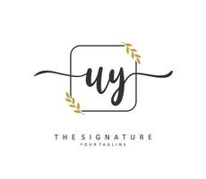 UY Initial letter handwriting and  signature logo. A concept handwriting initial logo with template element. vector