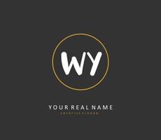 WY Initial letter handwriting and  signature logo. A concept handwriting initial logo with template element. vector