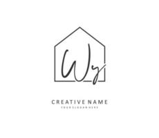 WY Initial letter handwriting and  signature logo. A concept handwriting initial logo with template element. vector