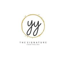 YY Initial letter handwriting and  signature logo. A concept handwriting initial logo with template element. vector