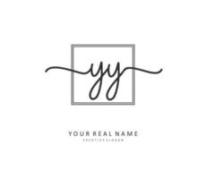 YY Initial letter handwriting and  signature logo. A concept handwriting initial logo with template element. vector