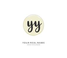 YY Initial letter handwriting and  signature logo. A concept handwriting initial logo with template element. vector