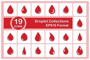 Red drop icons set isolated on white background for your web and mobile app design. Vector illustration of Blood drop icons. Suitable for design elements involving liquids or water