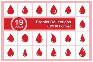 Red drop icons set isolated on white background for your web and mobile app design. Vector illustration of Blood drop icons. Suitable for design elements involving liquids or water