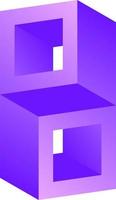 3d optical illusion of infinity block. Vector illustration of illusive square. 3d illusion of geometric for logo, design, art, education or art. Perspective illusion of purple blocks illustration