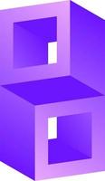 3d optical illusion of infinity block. Vector illustration of illusive square. 3d illusion of geometric for logo, design, art, education or art. Perspective illusion of purple blocks illustration