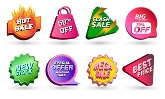 Set of Sale badges. Sale quality tags and labels. Template banner shopping badges. Special offer, sale, discount, shop, black friday. Vector illustration