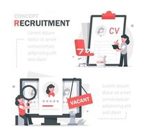 People Characters Choosing Best Candidate for Job,Recruitment Process. Human Resource Management and Hiring Concept vector