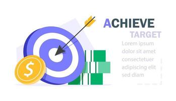 Financial target goal concept, idea of marketing business money earnings aim, strategy achievement, success targeting audience modern design image vector
