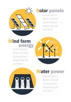 Renewable energy,solar energy,wind power,water power vector
