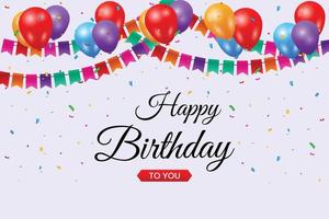 Happy birthday banner with colourfull balloons vector illustration.