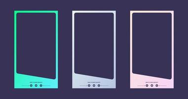 Vertical story template in gradient colors. Social media frame vector illustration.