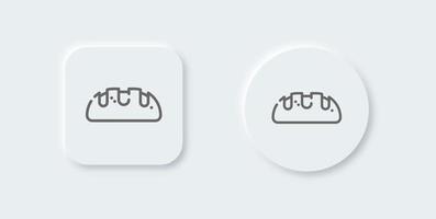 Bread line icon in neomorphic design style. Toast signs vector illustration.