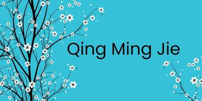 Qing Ming festival or Tomb-Sweeping Day. Qing Ming Jie Chinese Festival of pure light. Vector Illustration.