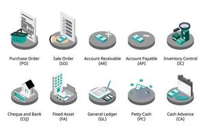 isometric accounting icon to record all financial transaction in the company for accounting software system vector