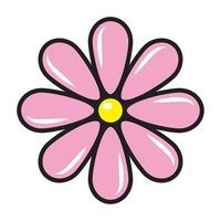 Pink flower. Color isolated vector illustration in cartoon style.