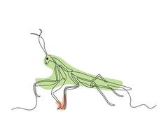 resumen mantis continuo uno línea dibujo vector