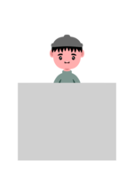 Boy carrying sticky note paper png