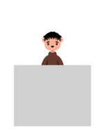 Boy carrying sticky note paper png