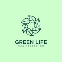 Green life logo design template. vector