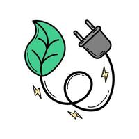 eco. Ecological icon. Plug socket with a leaf. Line icon. Green energy. Clean planet. vector