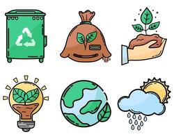 eco íconos colocar. ecológico icono. verde energía. solar paneles plano estilo. verde energía. limpiar planeta. vector