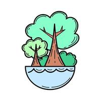 eco. Ecological icon. Tree and water. Line icon. Green energy. Clean planet. vector