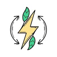 eco. Ecological icon. Lightning sign. Leaflet. Line icon. Green energy. Clean planet. vector