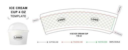 Ice cream cup die cut template 4 oz vector