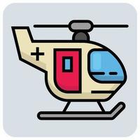 lleno color contorno icono para helicóptero. vector