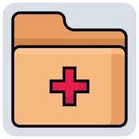 lleno color contorno icono para médico carpeta. vector