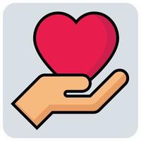 Filled color outline icon for Heart care. vector