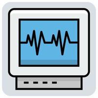 Filled color outline icon for Ecg machine. vector