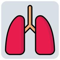 lleno color contorno icono para pulmones. vector