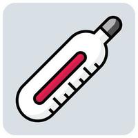 Filled color outline icon for Thermometer. vector
