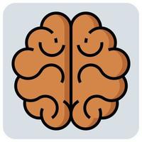 Filled color outline icon for Brain. vector