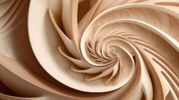 Spiral seashell closeup in beige color Abstract background poster design element selective focus photo