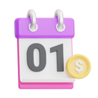 negocio icono, calendario, 3d ilustración png