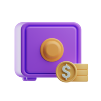 Mobile Banking safety box money 3D Illustration png