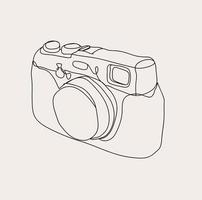 Vintage Polaroid Camera Line Art, Minimalist Outline Drawing, Photography Equipment Illustration vector