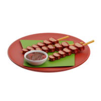 asiatisk mat kyckling satay 3d illustration png