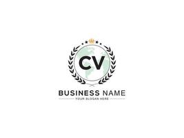 Minimalist Cv Logo Icon, Creative Crown Three Letter CV Logo Image Vector