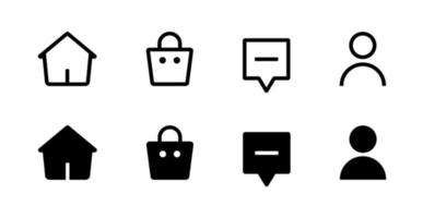 Home, shop, inbox, and profile icon vector. Social media menu concept vector