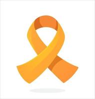 Orange color ribbon, international symbol of Leukemia or Multiple sclerosis awareness. Isolated on white background vector