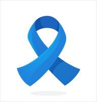 Blue color ribbon, international symbol of Colon cancer awareness. Isolated on white background vector