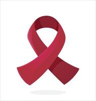 Maroon color ribbon, international symbol of Multiple myeloma awareness. Isolated on white background vector