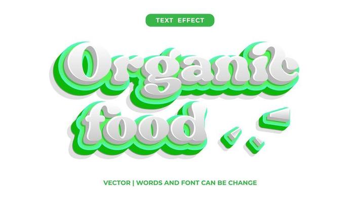 Text effects for Organic food, editable text.