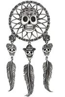 Art fantasy dreamcatcher skulls. Hand drawing and make graphic vector. vector