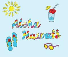 verano mano dibujar hawaiano ilustración vector