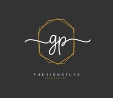 GP Initial letter handwriting and  signature logo. A concept handwriting initial logo with template element. vector